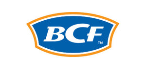BCF logo with blue and orange design on a white background